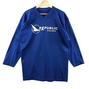 RARE VINTAGE REPUBLIC AIRLINES V NECK SWEATSHIRT SIZE L